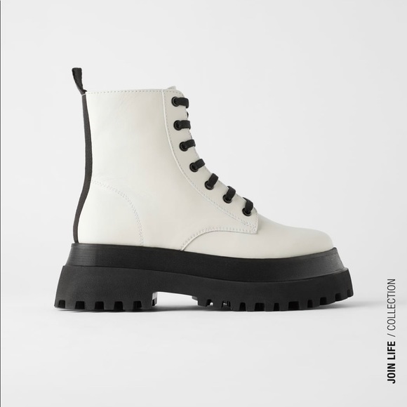 zara white platform boots